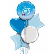 Happy Birthday Dad Avia Theme Foil Balloon Bouquet